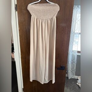Beige Strapless Maxi Dress